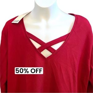 Women’s Long Sleeve Casual Shirt (Red) Size Large